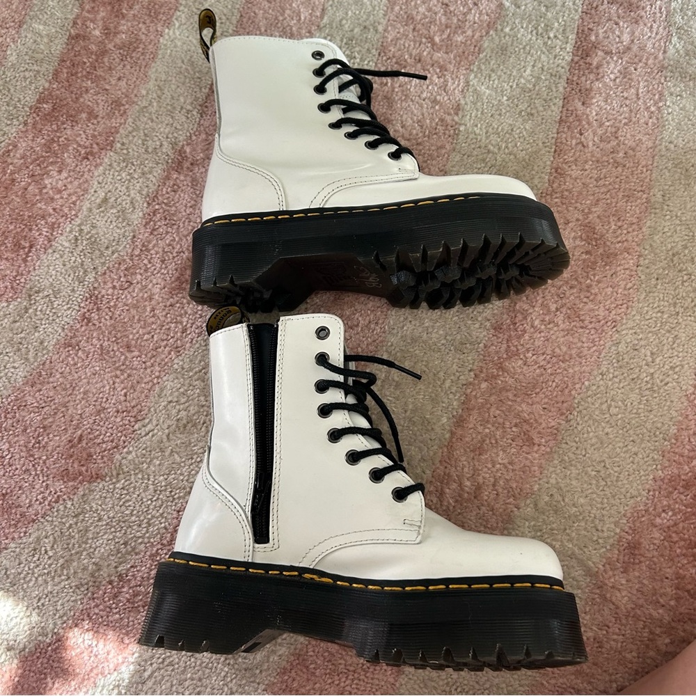 Dr. Martens White Jadon Smooth Leather Platform Boots - Picture 11 of 15